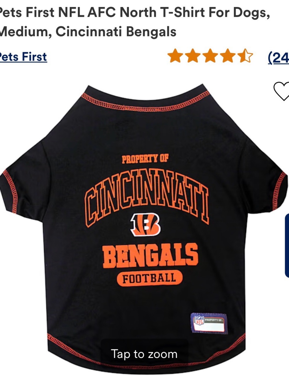 NWT NFL Cincinnati Bengals Black & Orange Dog T-Shirt Medium
